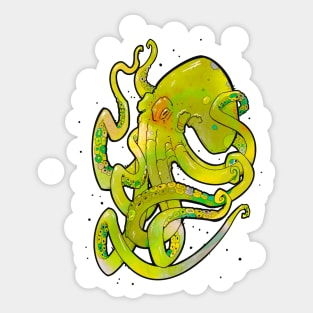 octopus dirty lime green Sticker
